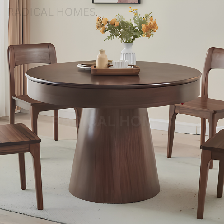 OAKLEY Modern Extendable Solid Wood Round Dining Table