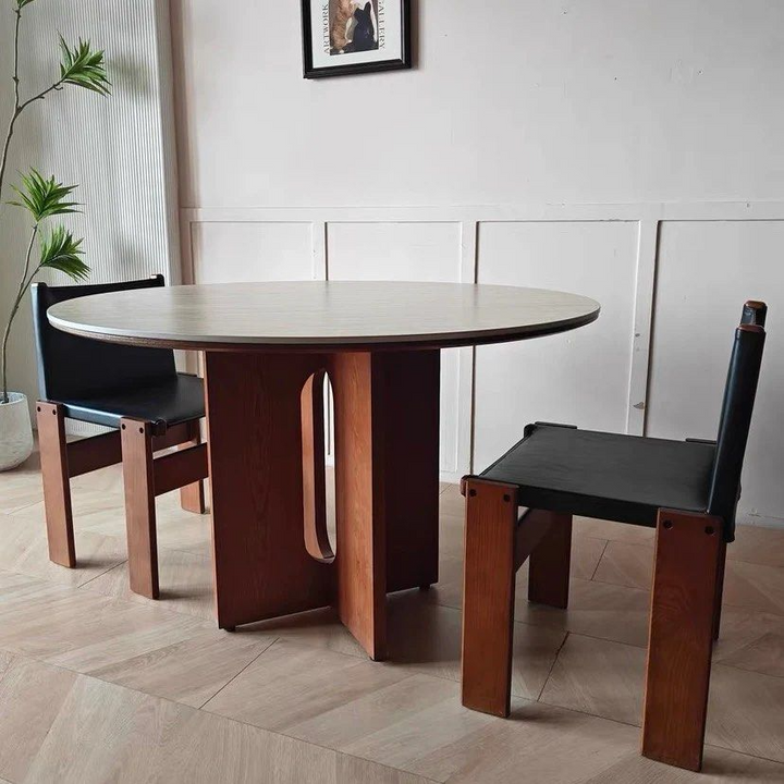 ISSA Modern Travertine Round Dining Table