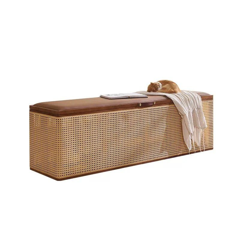 JELINA Rattan Bench With Storage