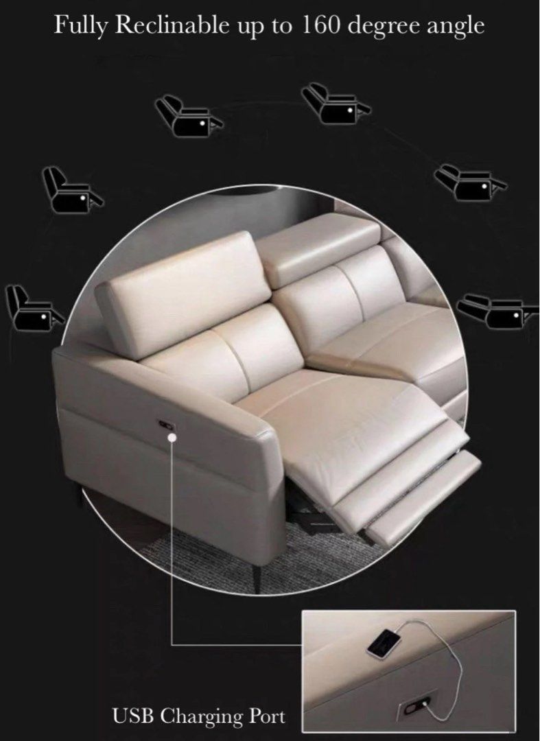 AUTORA Sectional Electric Recliner Leather Sofa