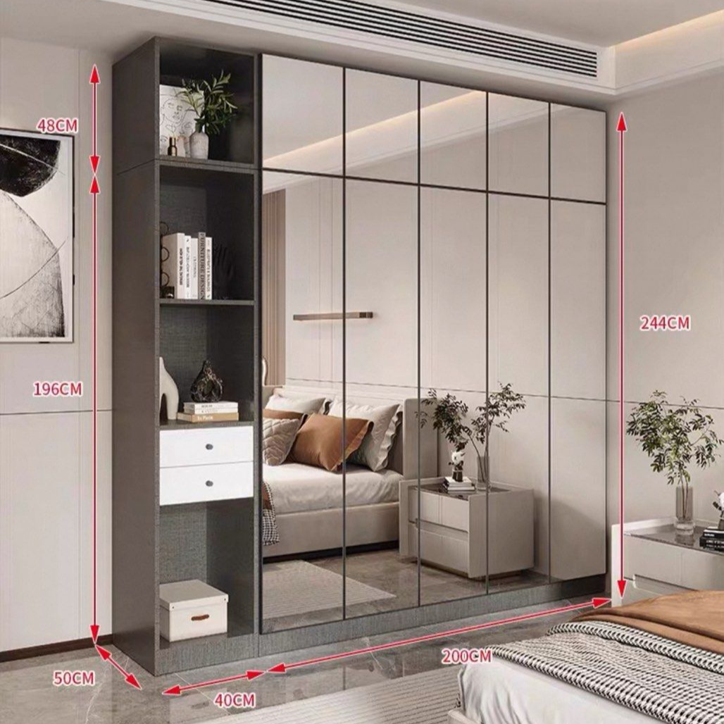 AUSTE Modern Mirrored Glass Wardrobe