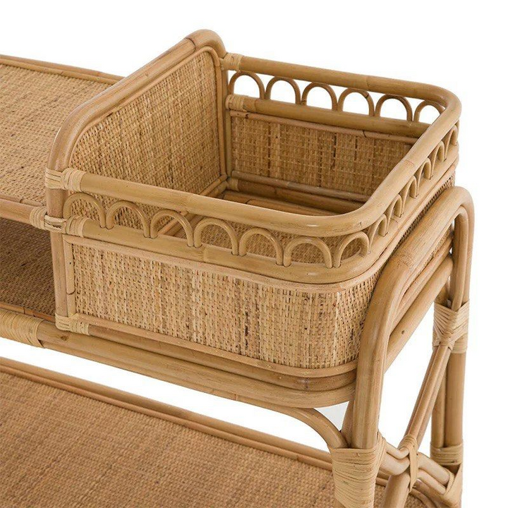 FREVY Rustic Rattan Bar Cart