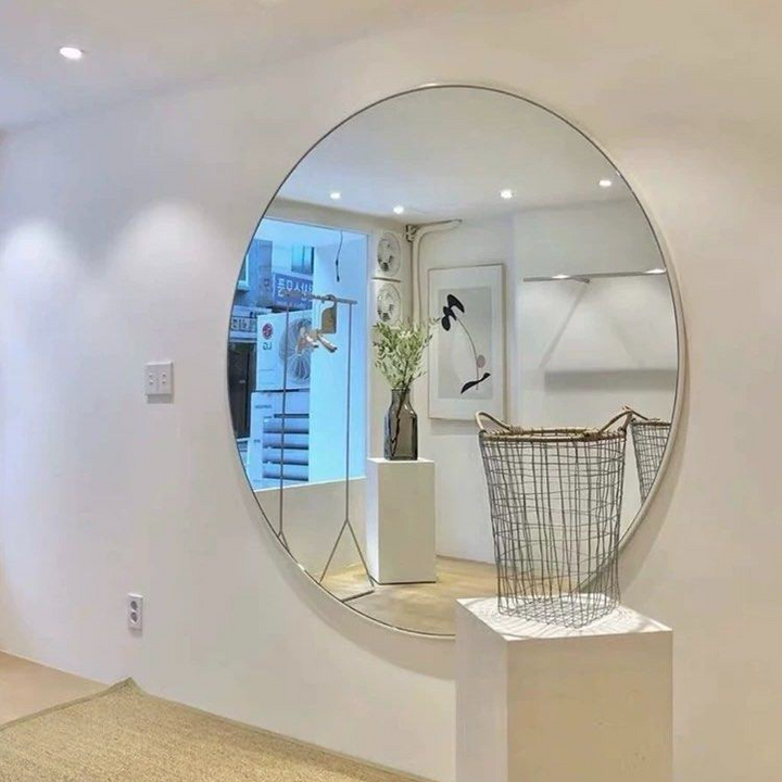 AFON Modern Stainless Steel Round Mirror