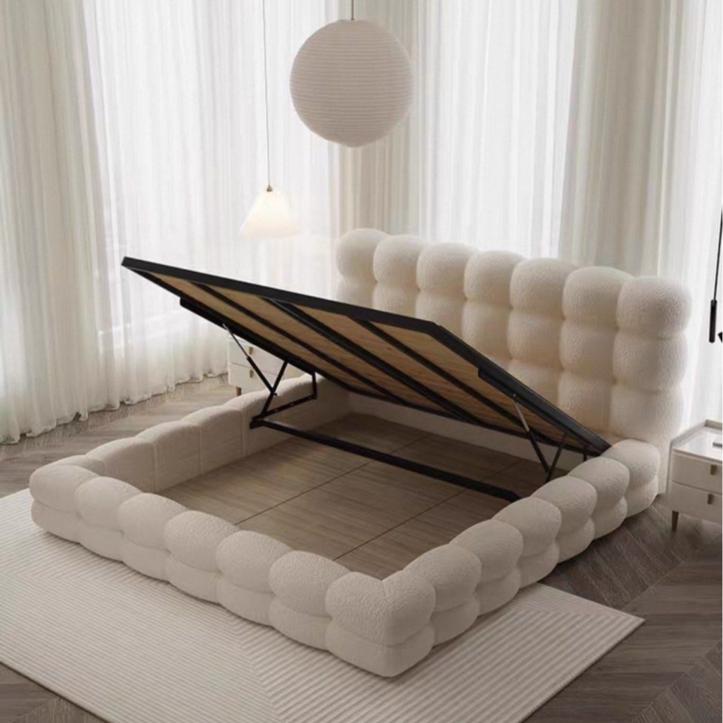 BREON Modern Boucle Storage Bedframe