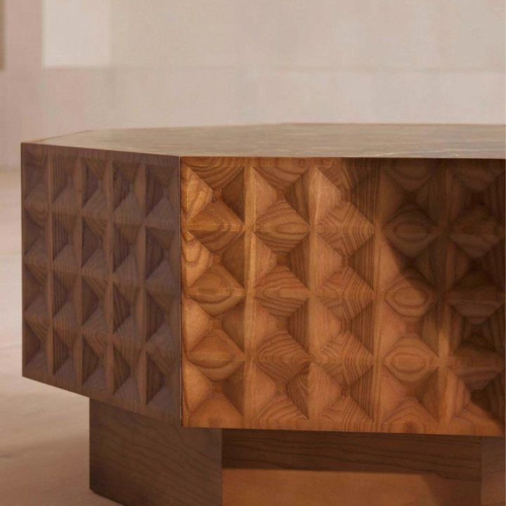 ROFIEL Rustic Marble Coffee Table