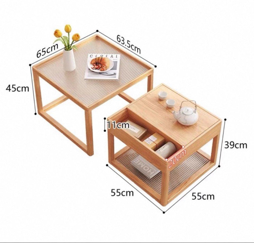 JELO Japandi Solid Wood Nesting Coffee Table