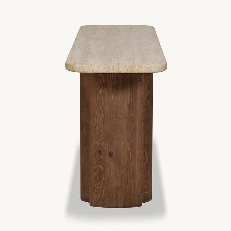 FOREI Modern Travertine Console Table
