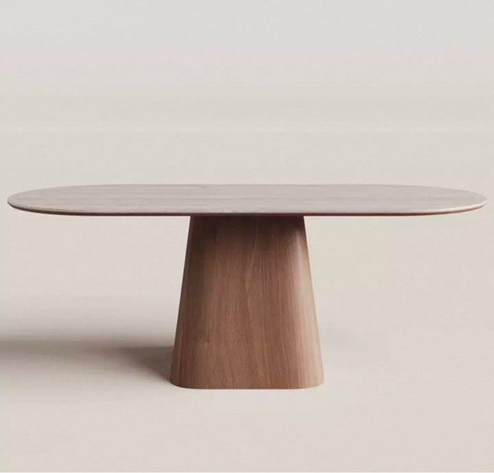 KIERREN Modern Travertine Dining Table