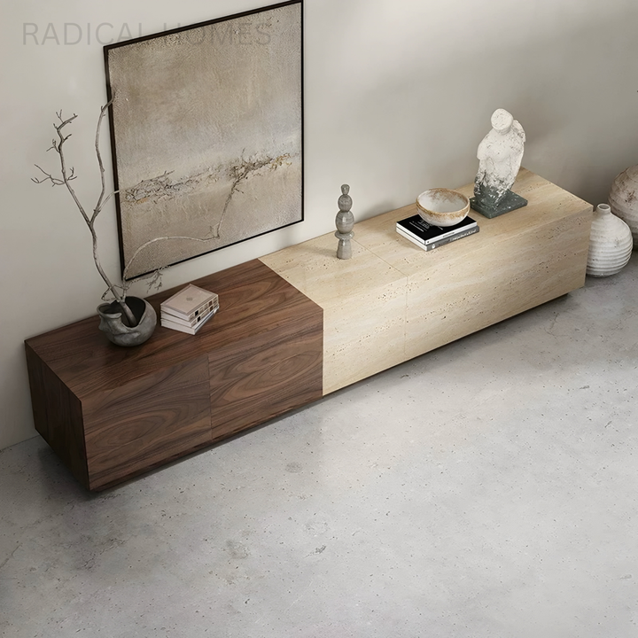 TRAVINO Modern Travertine TV Console - Radical Homes Singapore