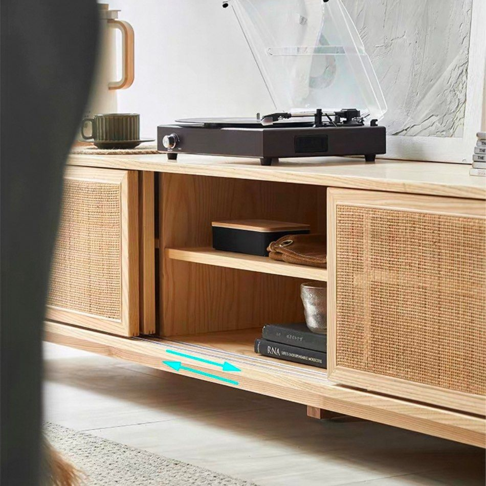 FACIRE Rustic Rattan TV Console