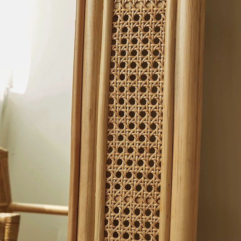 AUFREI Modern Full Length Rattan Mirror