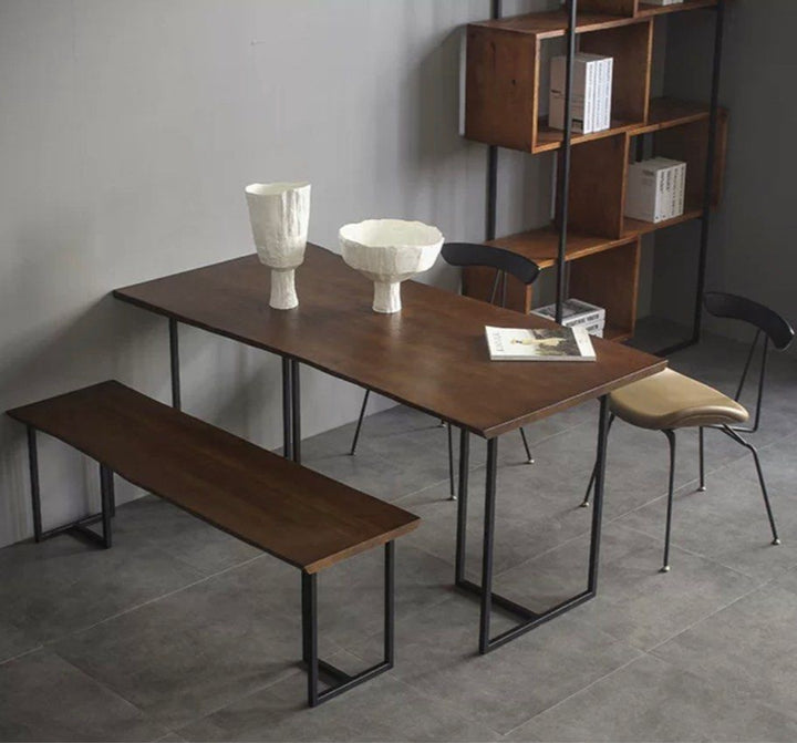HOLMES Industrial Solid Wood Dining Table