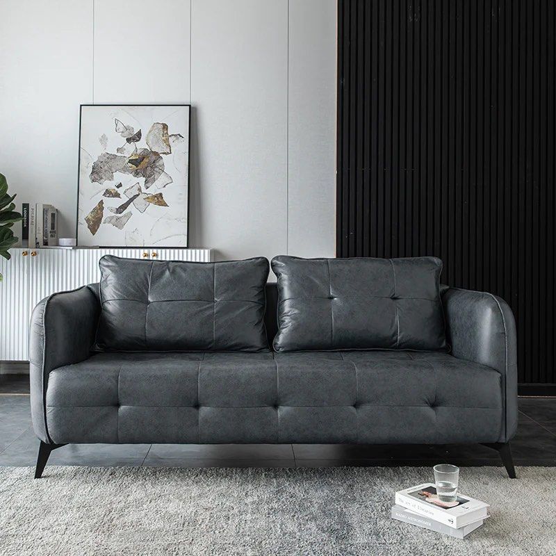 MARELDA Faux Leather Square Arm Sofa