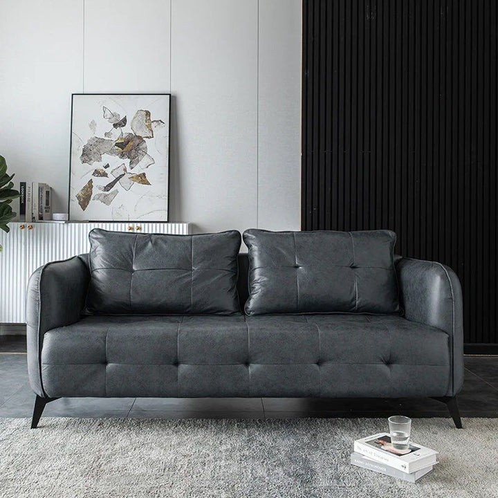 MARELDA Faux Leather Square Arm Sofa
