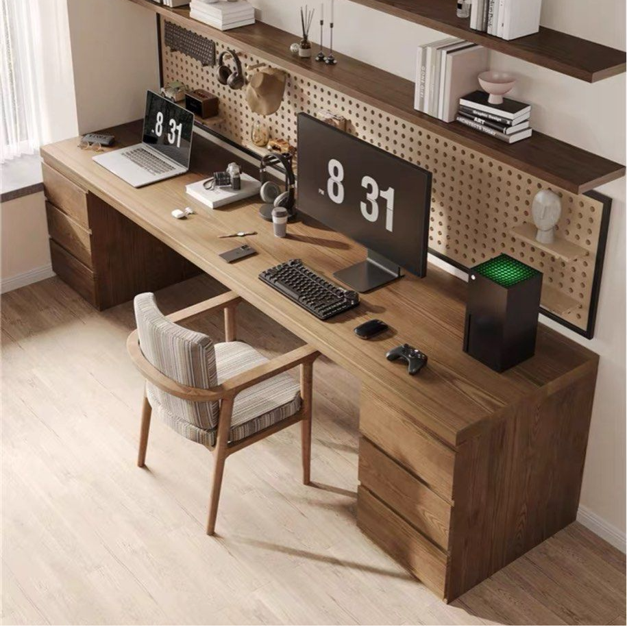 EDMUND Solid Wood Study Table With Double Drawers