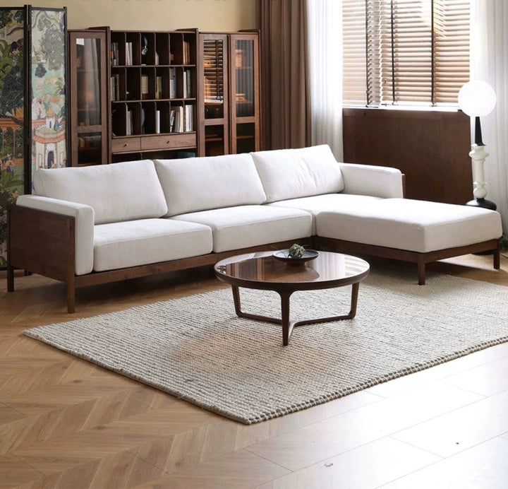 OLINOR Rustic Walnut Fabric Sofa