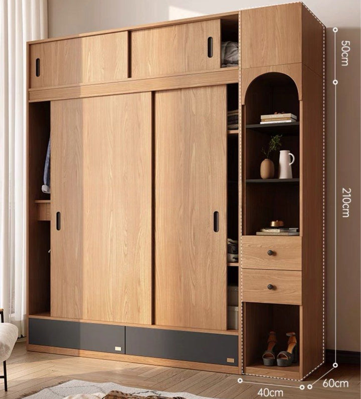 DRUSUS Japandi Solid Wood Wardrobe