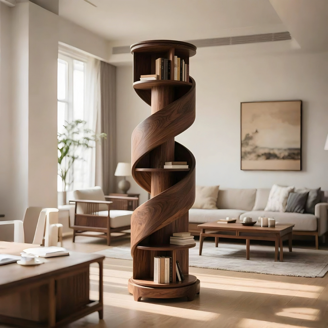 SEDI Modern Ash Wood Spiral BookShelf