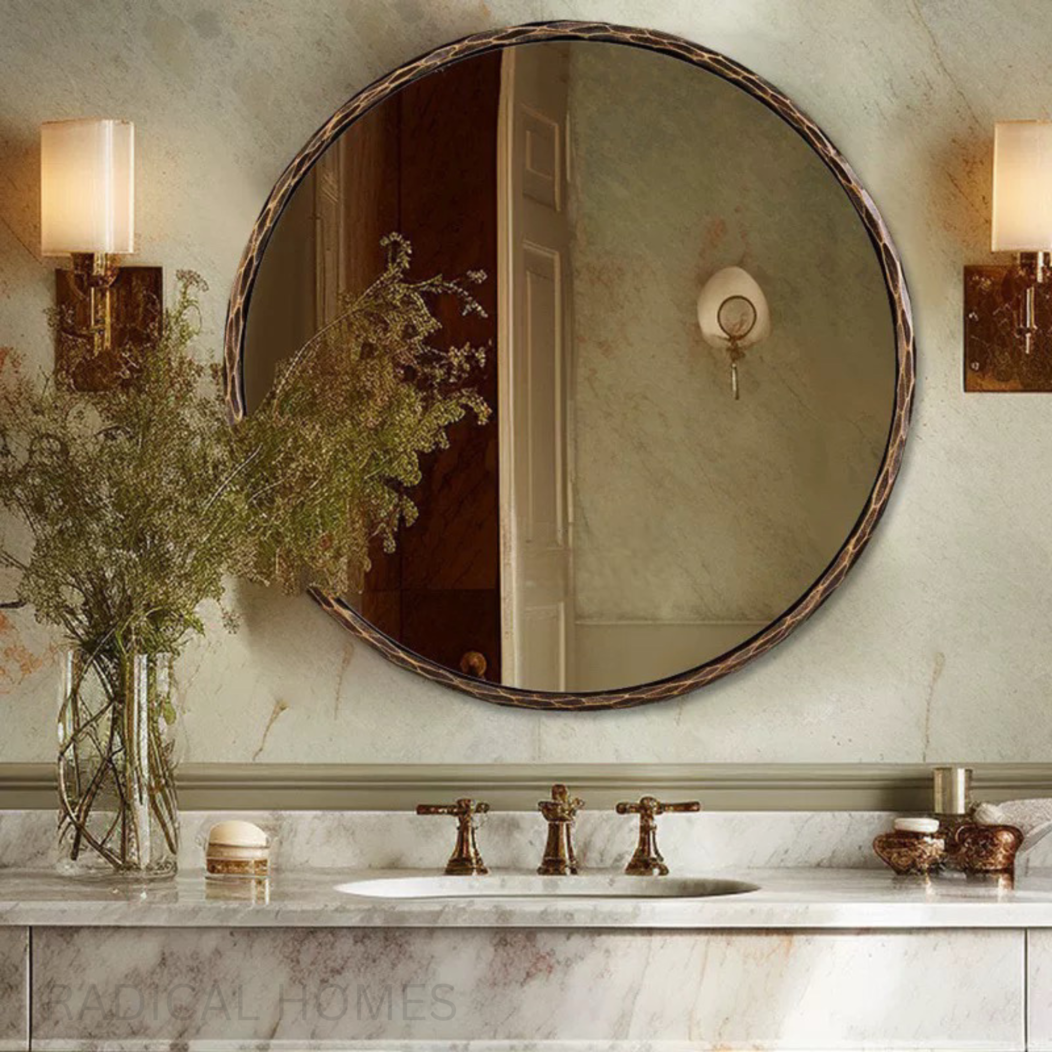 ARDEN Rustic Round Wall Mirror – Radical Homes