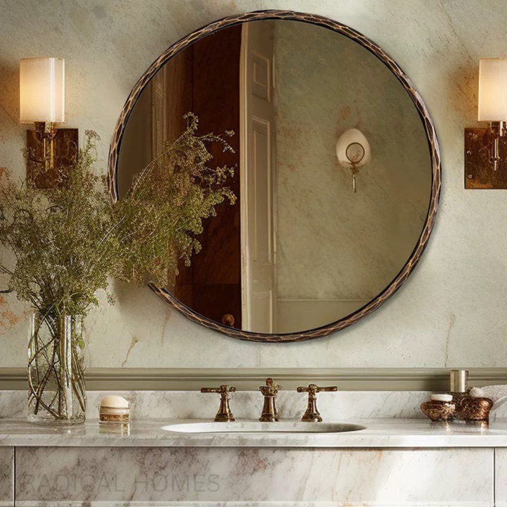 ARDEN Rustic Round Wall Mirror