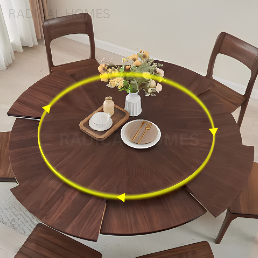 OAKLEY Modern Extendable Solid Wood Round Dining Table