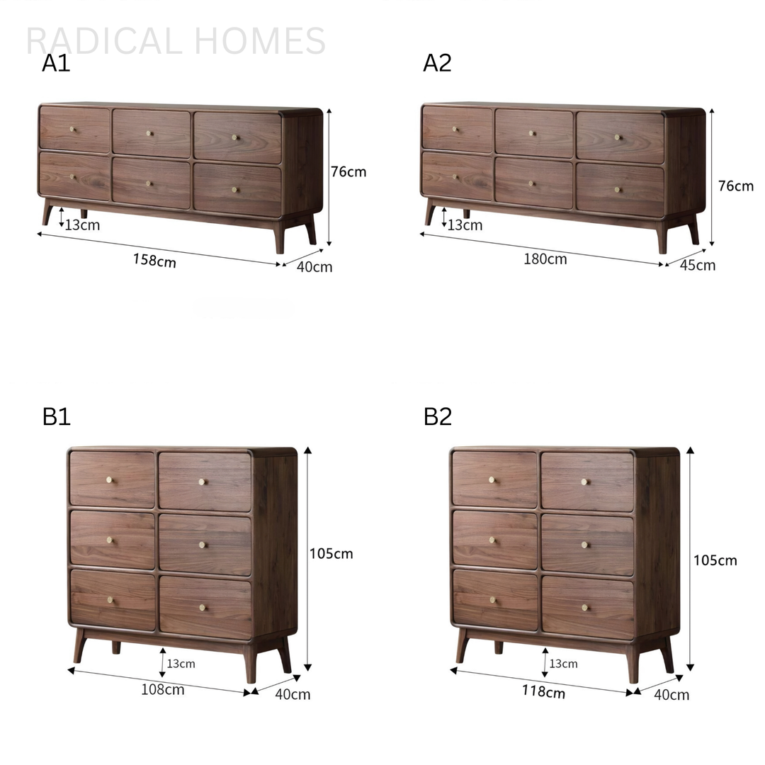HUDSON Rustic Walnut Wood Chest Of Drawers