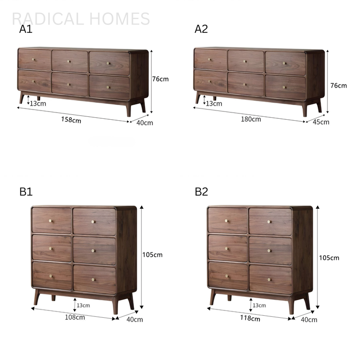 HUDSON Rustic Walnut Wood Chest Of Drawers