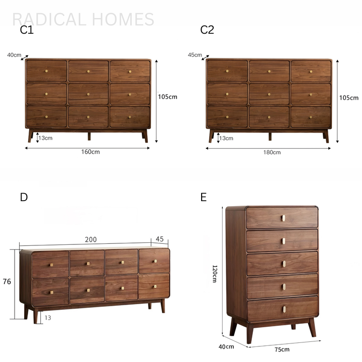 HUDSON Rustic Walnut Wood Chest Of Drawers
