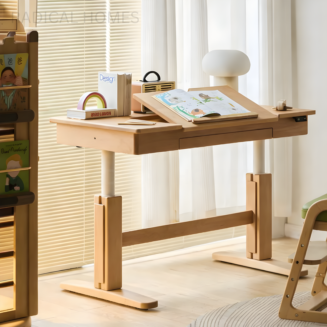 MONTY Modern Solid Wood Adjustable Study Table - Radical Homes Singapore