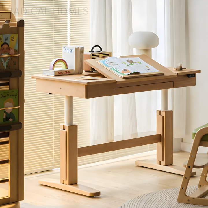 MONTY Modern Solid Wood Adjustable Study Table - Radical Homes Singapore
