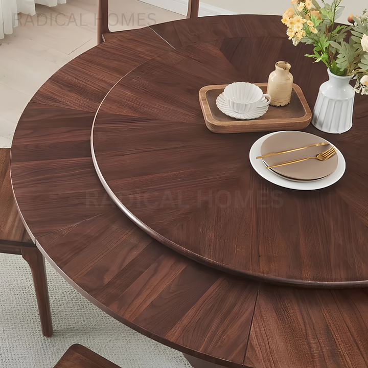 OAKLEY Modern Extendable Solid Wood Round Dining Table