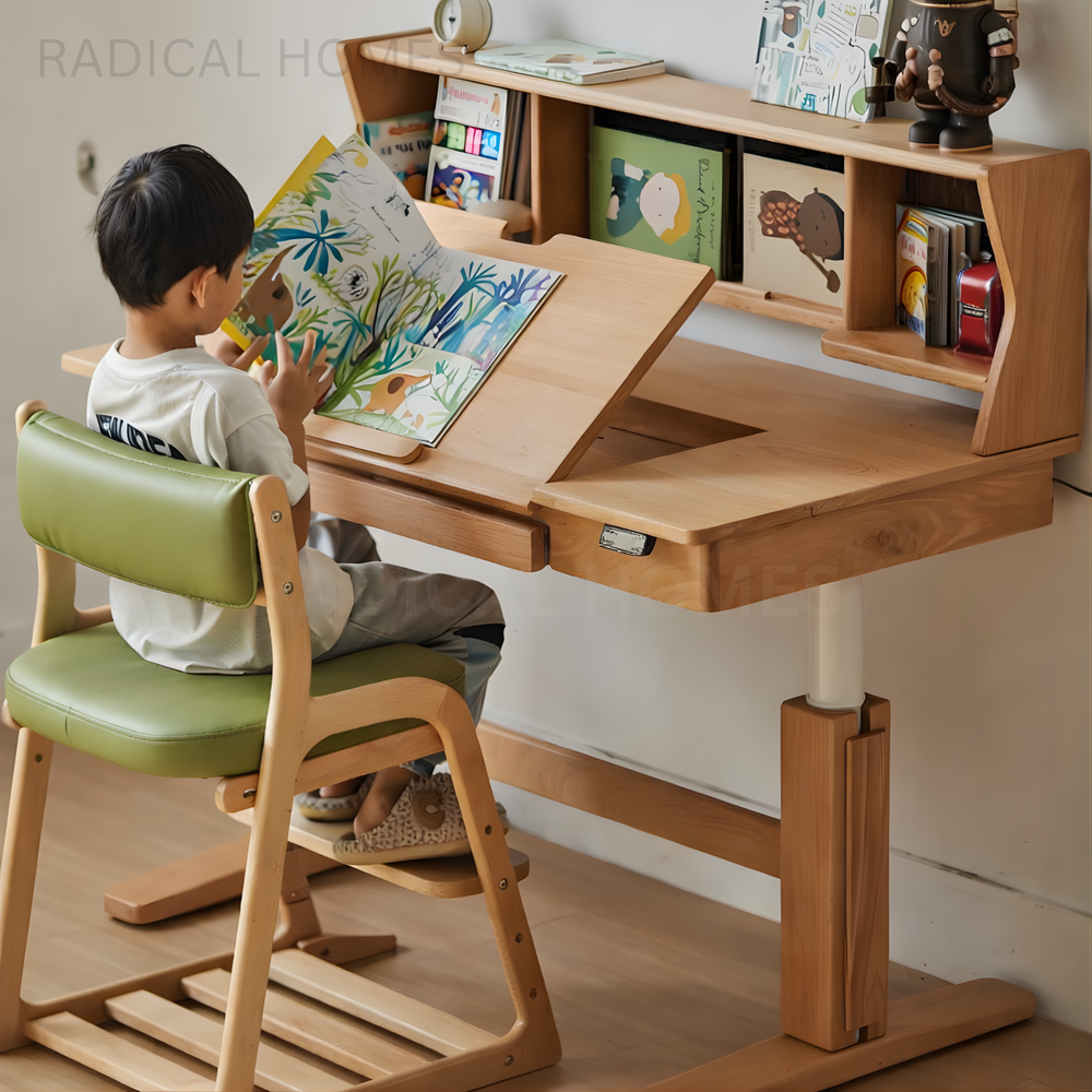 MONTY Modern Solid Wood Adjustable Study Table - Radical Homes Singapore