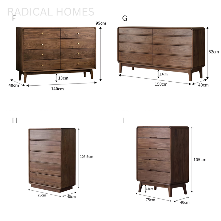 HUDSON Rustic Walnut Wood Chest Of Drawers