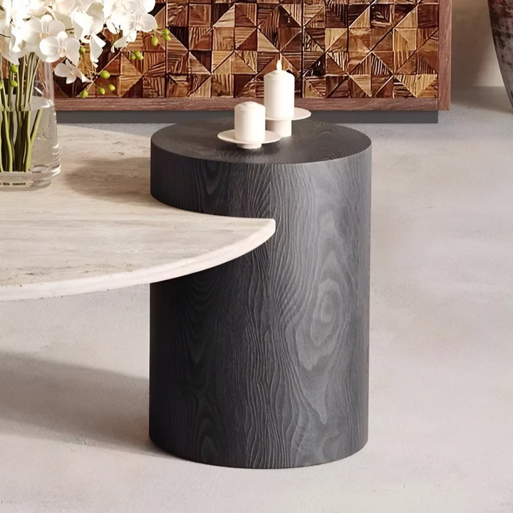 MONTERRA Modern Travertine Round Coffee Table