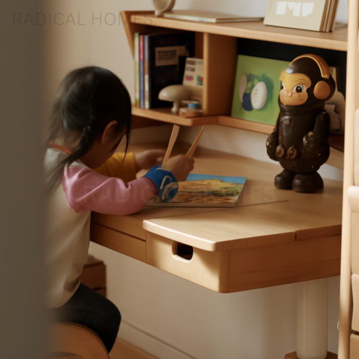 MONTY Modern Solid Wood Adjustable Study Table - Radical Homes Singapore