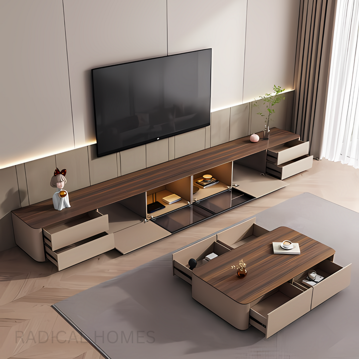 DALTON Solid Wood TV Console & Coffee Table Set