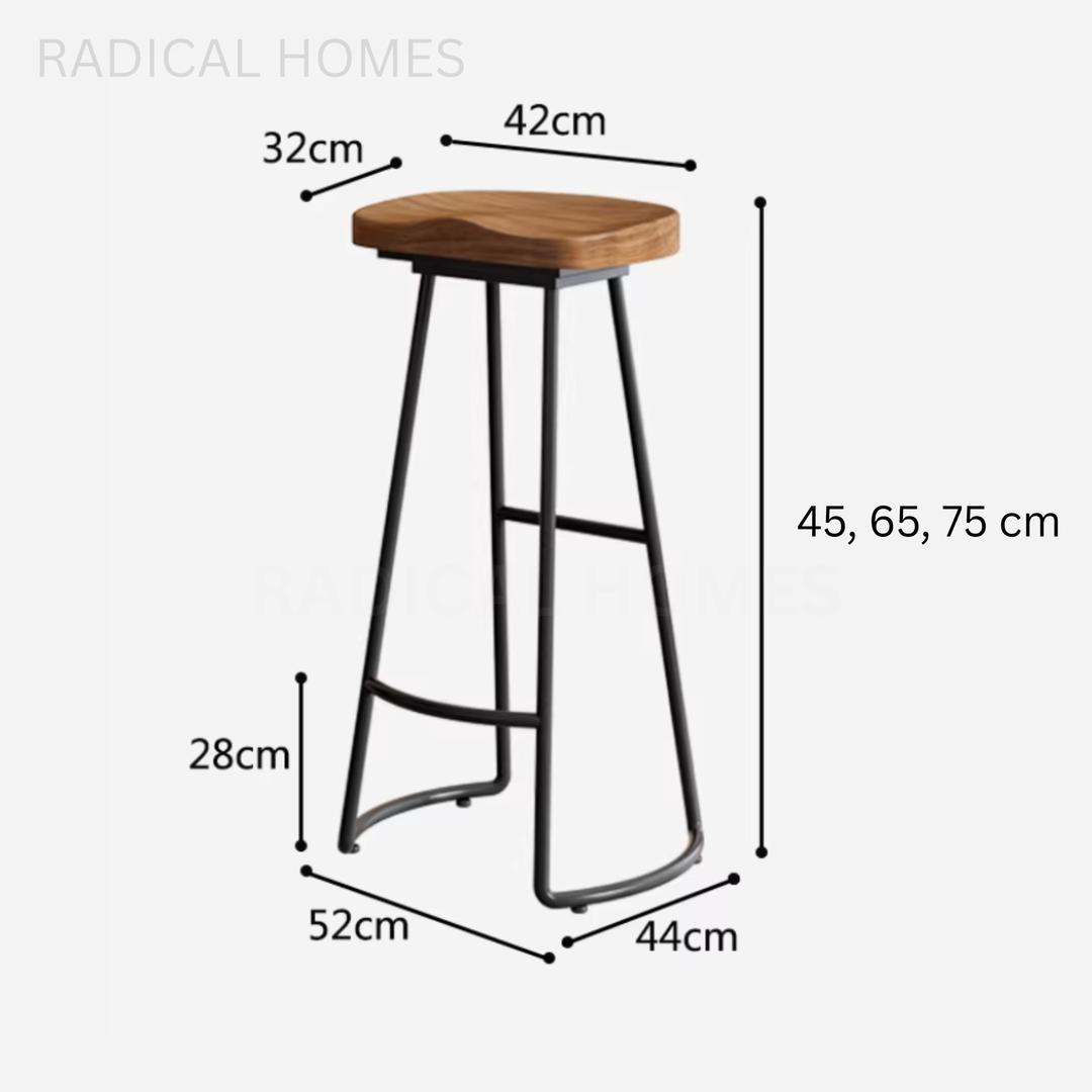 ARA Industrial Solid Wood Bar Stool - Radical Homes Singapore