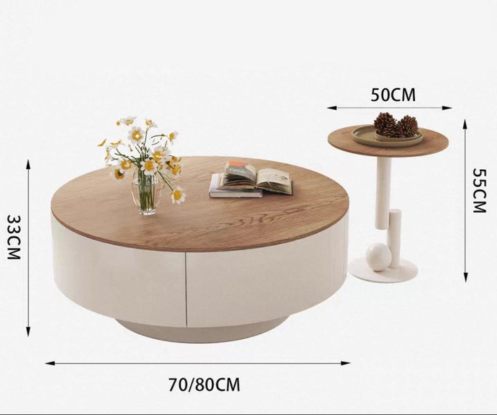 AOME Japandi Sintered Stone Round Coffee Table