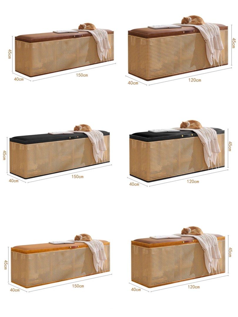 JELINA Rattan Bench With Storage