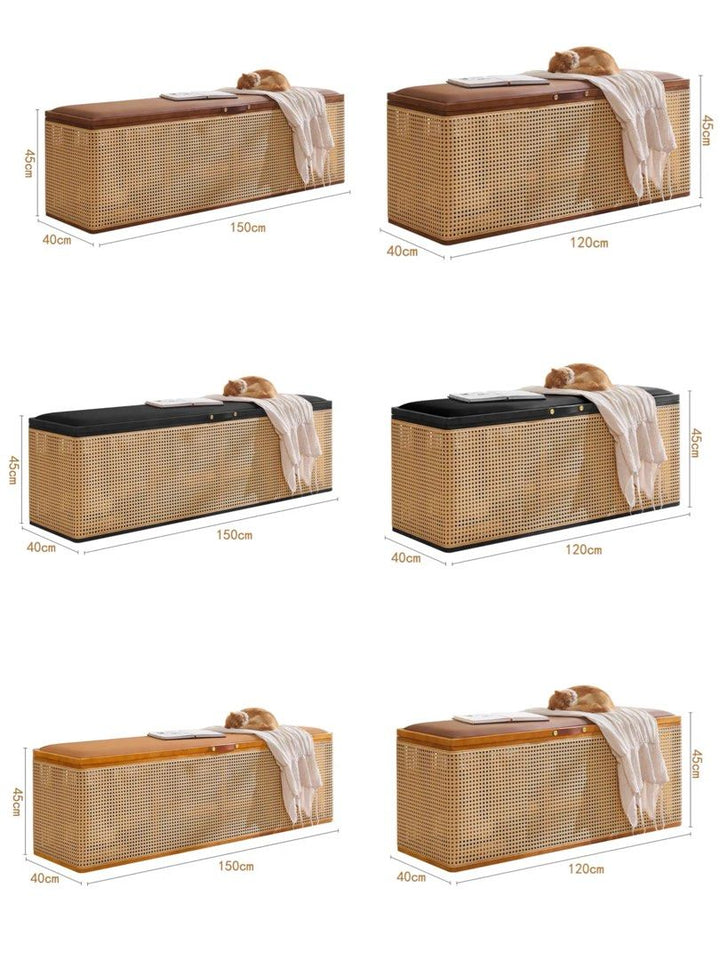 JELINA Rattan Bench With Storage