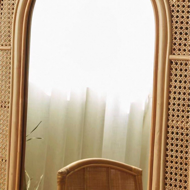 AUFREI Modern Full Length Rattan Mirror