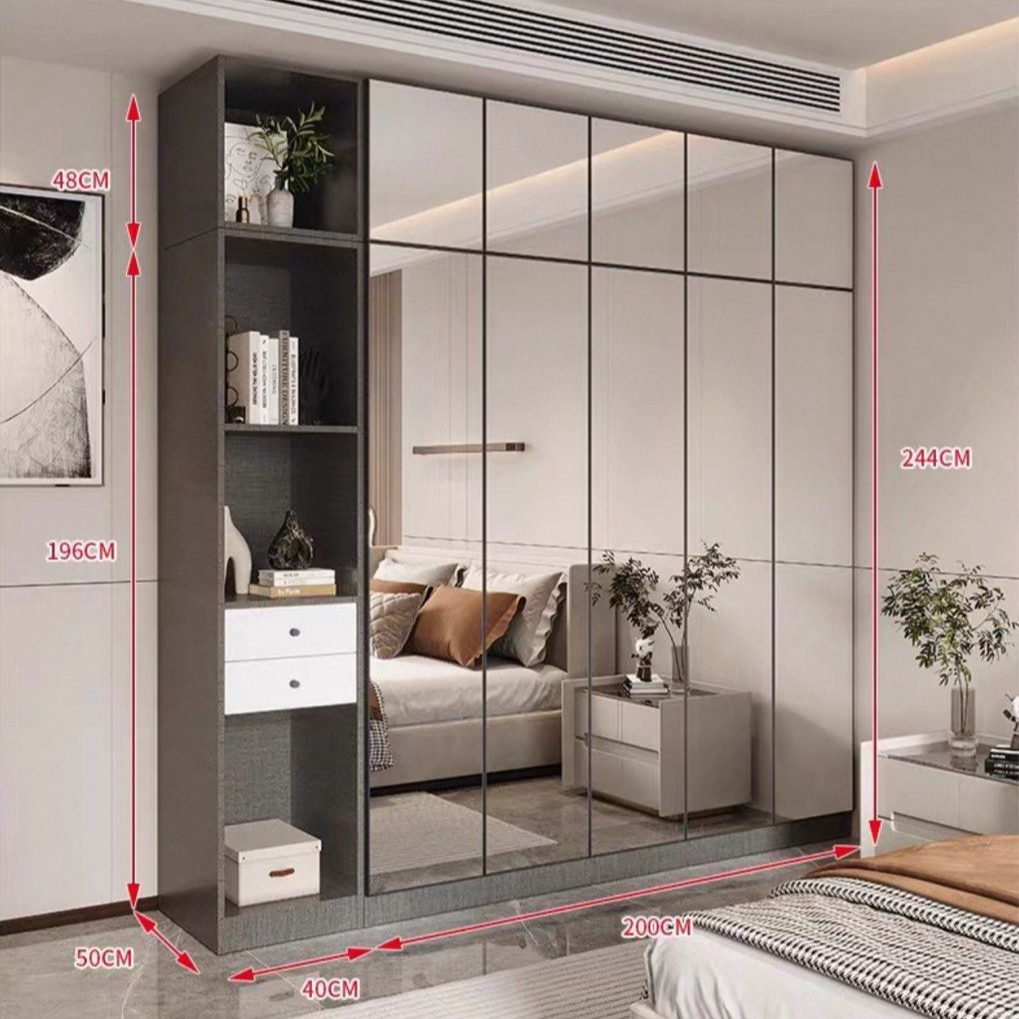 AUSTE Modern Mirrored Glass Wardrobe