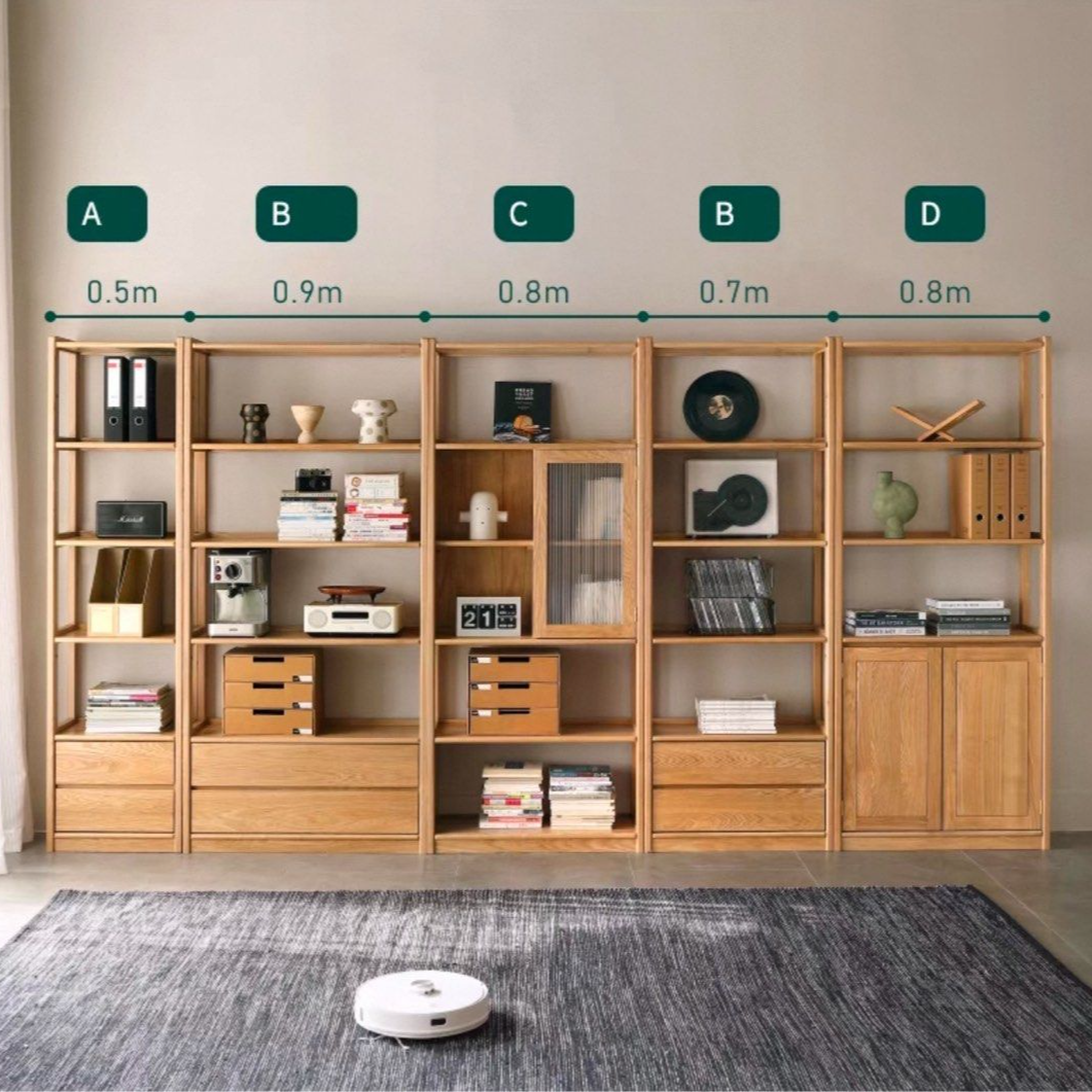 RUFUE Japandi Solid Wood Display Shelf