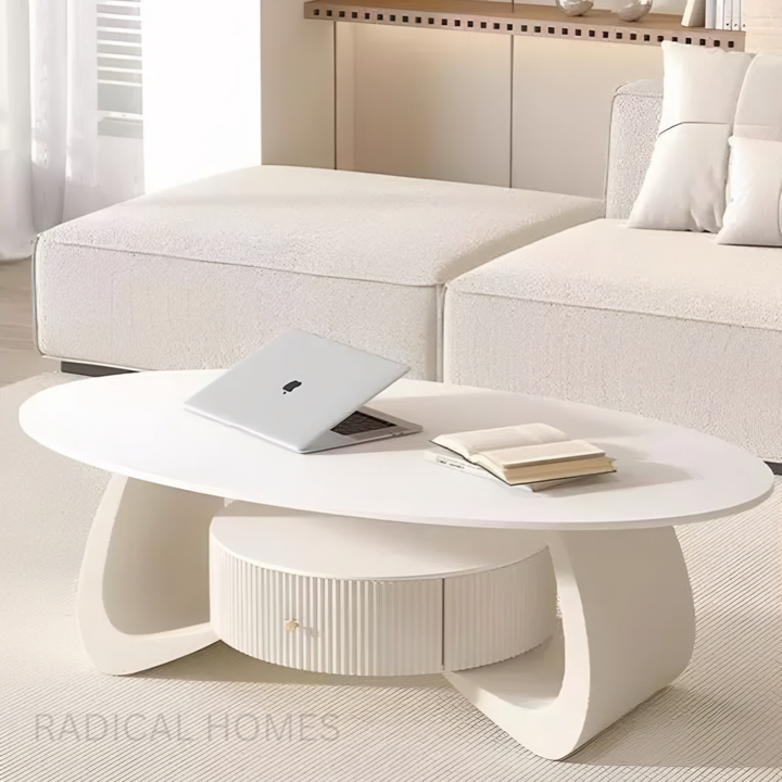 LYRAS Modern Oval Coffee Table - Radical Homes Singapore