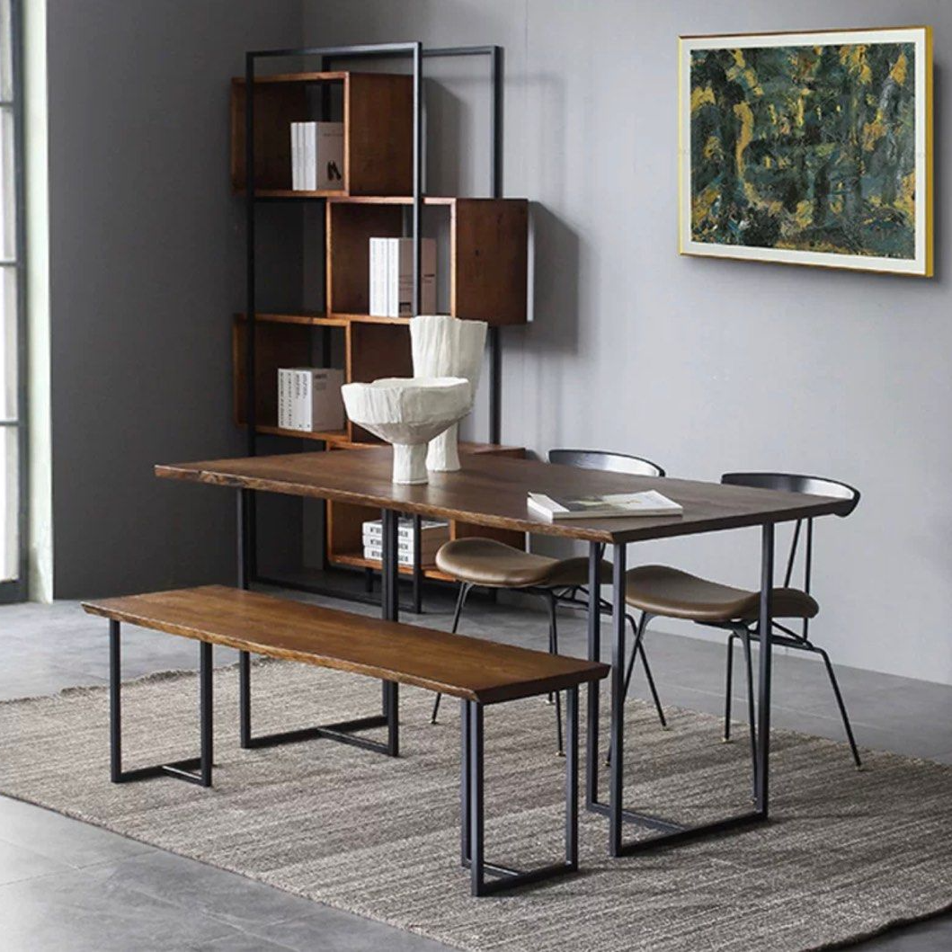HOLMES Industrial Solid Wood Dining Table