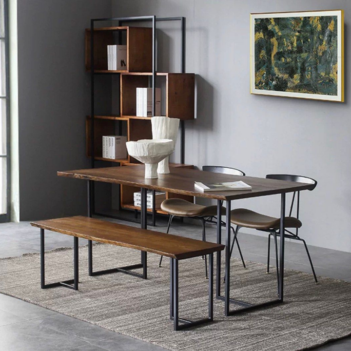 HOLMES Industrial Solid Wood Dining Table