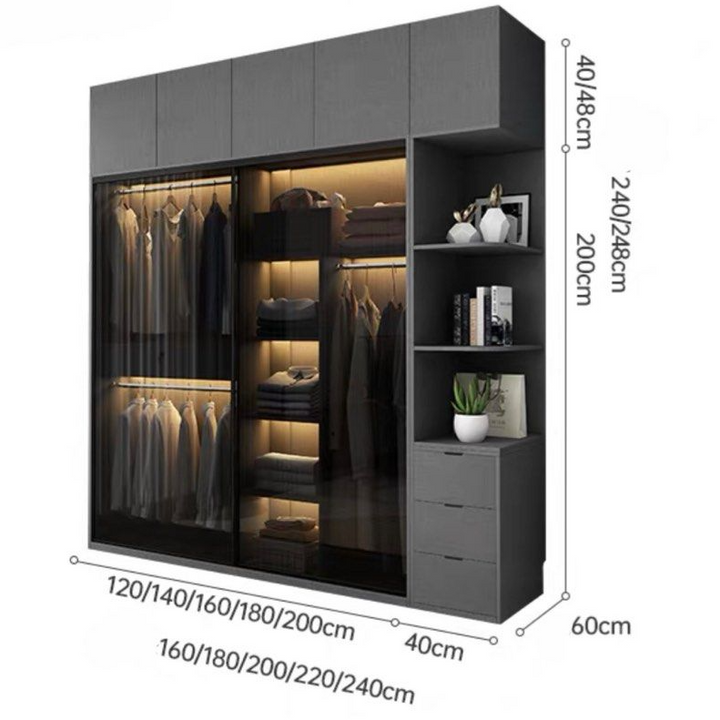 QUINTUS Modern Glass With LED Wardrobe