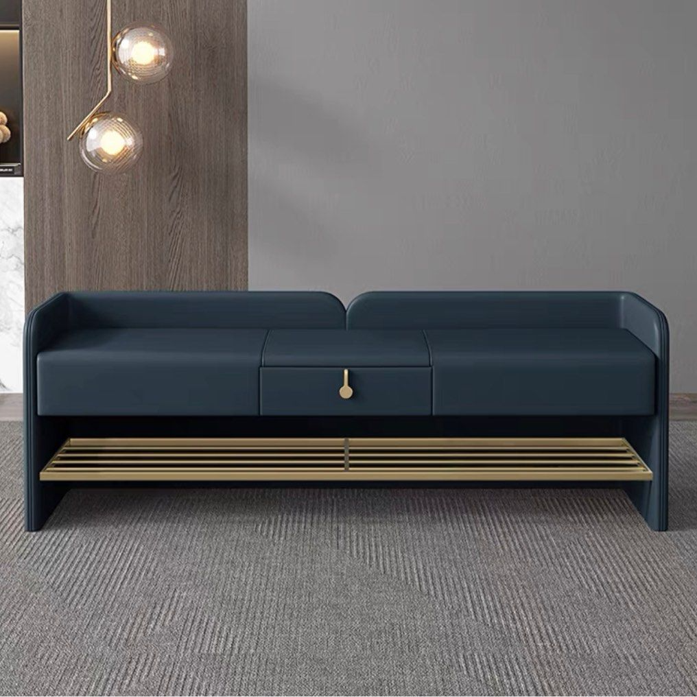 BANYAN Modern Leather Bench With Drawer