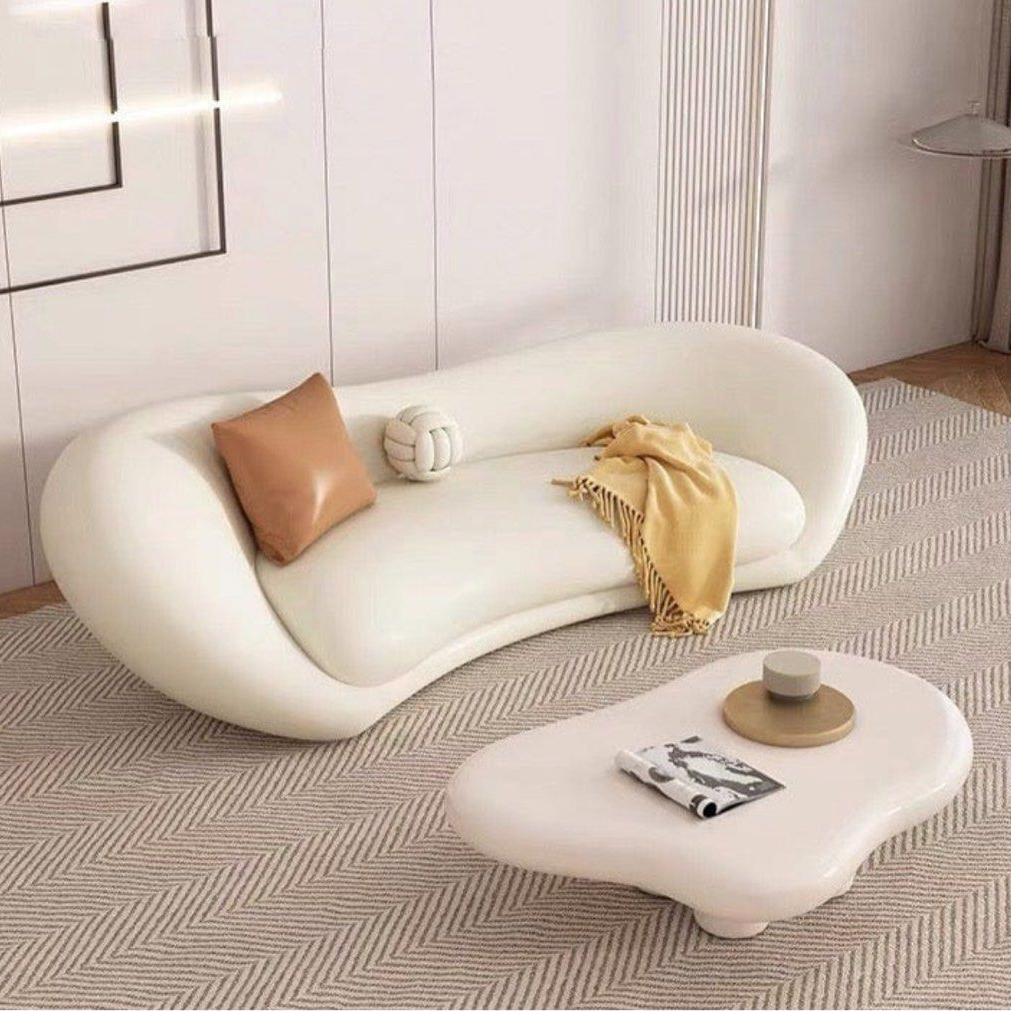 TARENI Modern Curve Leather Sofa