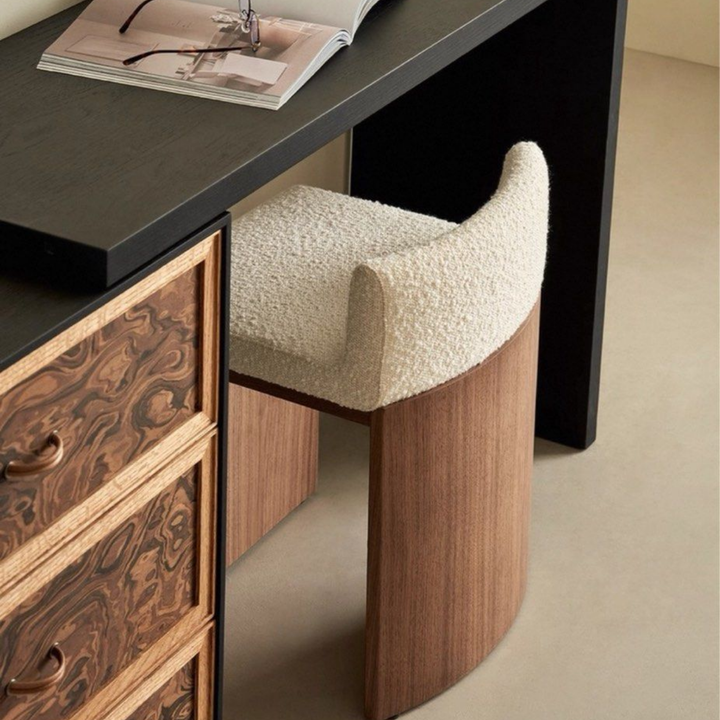 GHAIL Modern Solid Wood Vanity Stool